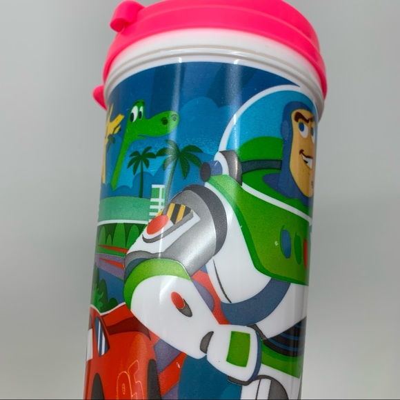 Disney World Set Of Two Neon Whirley Travel Mugs With Handles Buzz Cars Nemo - Picture 8 of 16